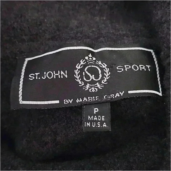 St. John Wool Cropped Sweater Top Black Women's P Long Sleeve Cowl Neck USA - Picture 4 of 4